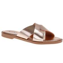 calcena Women's Criss-Cross Flat Slide Sandals – Minimalist Open-Toe Summer Slip-On With Wide Straps And Soft Sole