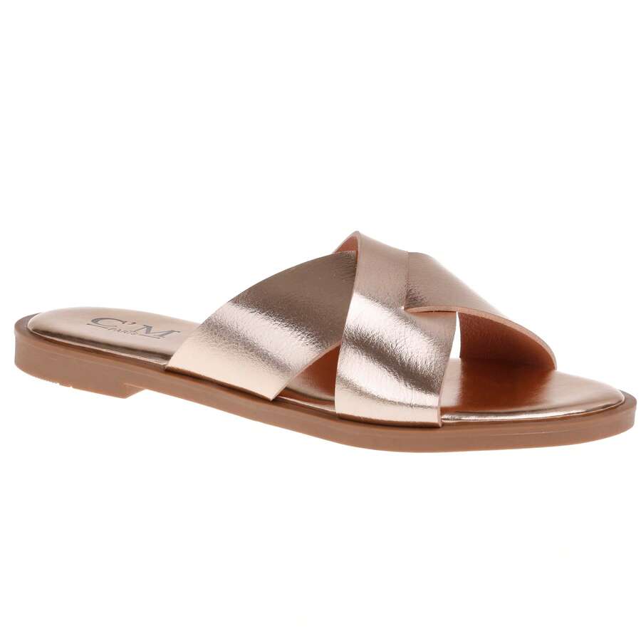 calcena Women's Criss-Cross Flat Slide Sandals – Minimalist Open-Toe Summer Slip-On With Wide Straps And Soft Sole