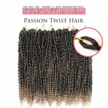 JVILO Passion Twist Hair 14 Inch 8 Packs Crochet Hair For Women, Short Pre Looped Passion Twist Crochet Hair Pre-Twisted Ombre Brown Passion Twist Braids Bohemian Crochet Hair (14inch T30#) - T27 - View 2