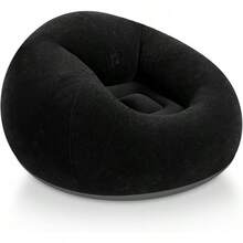 Inflatable Bean Bag Chairs Adult Blow Up Chairs Lazy Sofa Folding Portable Inflatable Chair Movie Outdoor Room Bedroom Reading Camping(Purple) - 黑色 - 查看 1