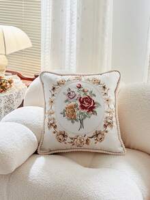 Vintage European Style Embroidered Pillowcase, 50cm X 50cm - Beige - View 16