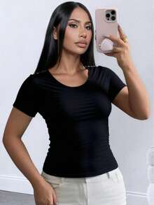 Women's Fashion T-Shirts - Elegant Summer Tees In 2-Pack And 3-Pack Options, Multiple Color Combinations For Stylish Outfits - 黑加米白 - 查看 3