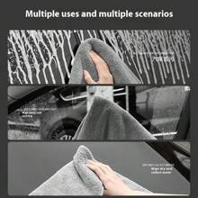 1 Stück doppelseitiges Plüsch Auto Wasch Handtuch, großes saugfähiges und verdicktes Mikrofasertuch, geeignet für Auto und Zuhause, Staubentfernung