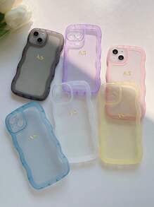 Carcasa personalizada compatible con iPhone 16, 15, 14, 11, 12, 13 Pro Max Plus Mini X XS XR 7 8 6 6S Plus, con iniciales, nombre 3D grabado con tecnología de estampado en caliente, olas de colores transparentes, cubierta clásica, regalo para cumpleaños, graduación, bodas, Navidad, Halloween, baile de invierno, Día de la Madre, Día del Padre, carcasa, funda de teléfono, accesorios de teléfono