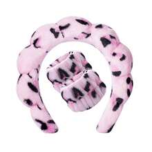 3件套海绵头带带腕带套装适用于洗脸宽垫头带护肤卸妆沐浴女士女孩SPA洗脸头带女式SPA发带套装发箍 - 彩色 - 查看 16