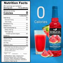 Syruvia Sugar-Free Watermelon Syrup - 25.4 Fl Oz. Premium Flavoring Syrup. 0 Calories, Kosher, And Gluten-Free. Ideal For Enhancing Drinks, Sodas, Shakes, Desserts, And More. - 25.4 Fl Oz - View 2