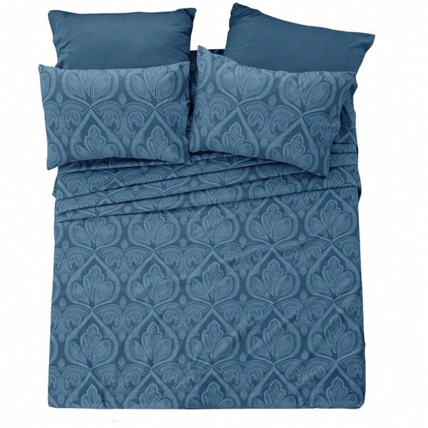 Lux Decor 6-Piece Paisley Bed Sheets High GSM Brushed Microfiber Sheets - Elevate Your Sleep Experience With 16-Inch-Deep Pocket Bedding Sheets & Pillowcases
