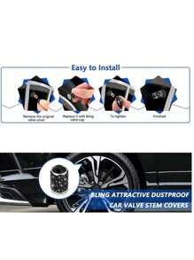 4pcs/Set Sparkling Tire Valve Caps, Handmade Crystal Tire Caps, Universal Car Tire Valve Caps With Shiny Rhinestones For Cars, SUVs, Motorcycles, Bicycles, Trucks