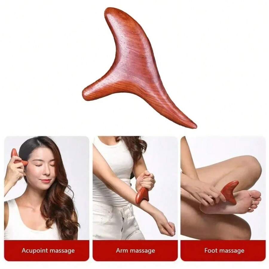 理疗按摩家庭健身房专业 1 件颈足木质触发点按摩刮痧工具,用于背部腿部手部面部的木制工具,刮痧,淋巴引流,脂肪团,背部抓挠器,学校,返校,旅行,旅行必需品,家庭必需品,水疗,按摩工具,按摩,按摩器,水疗 - 紅木色 - 查看 1