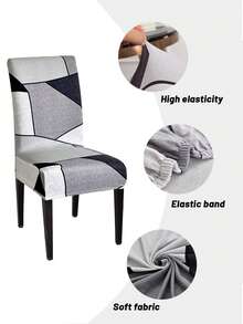 1/4/6 piezas Fundas de silla de respaldo alto de seda de leche impresa, patrón aleatorio, fundas elásticas modernas de poliéster a prueba de polvo y lavables para sala de estar, comedor, dormitorio - Multicolor - Ver 7