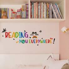 1pc Colorful Inspirational Reading Quote Wall Decal, Bedroom & Living Room Decoration