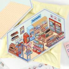 PET2.5D Landscape Sticker Little Corner Series Cartoon Miniature House Children's Fun Collage, School Supplies,Back To School
