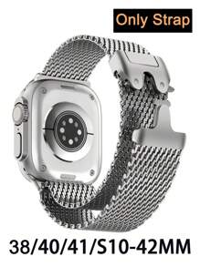 1 Pieza Correa deportiva magnética unisex estilo Milanese Loop compatible con Apple Watch de 38mm, 40mm, 41mm, 42mm, 44mm, 45mm, 49mm, S10 de 42mm y 46mm. Brazalete de moda casual para hombres, ajustable, de acero inoxidable, resistente al agua y transpirable, para uso diario, fiestas, verano. Accesorio de reloj inteligente, regalo para el Día del Padre, vacaciones para hombres y mujeres.