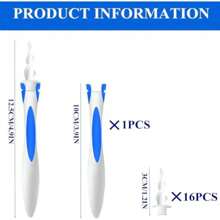 Herramienta en espiral para eliminar el cerumen del oído 2025Q, kit reutilizable para eliminación del cerumen del oído, limpiador de oído seguro con 16 piezas de repuesto suaves y flexibles, color azul