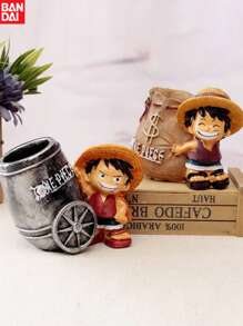 bandai Bandai One Piece Anime Integrated Resin Office Pen Holder, Stationery Desktop Pen Holder Action Doll, Large Capacity Multi Functional Desktop Stationery Storage Box, Cute Pencil Cup, Suitable For Office, School, Home And Art Supplies,Pencil Case,Pencil Pouch,School Bag