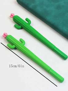 20pcs/Set[Cute Stationery Pens]6pcs/Set, Black Signature Pens, Office Supplies, Creative Cactus Plant Design, Back To School, Study Supplies, Cute Stationery, Campus Style, Stationery, Writing Pens, Unique Gift, Affordable Item - Green - View 6