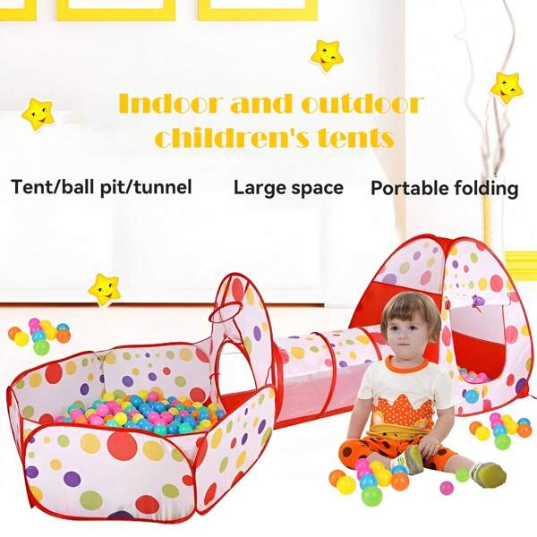 1pc Foldable Children's Play Tent, Large Indoor/Outdoor Play House, Sports Basketball Hoop, Does Not Include Ball Pit Balls