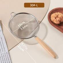 Multi-Function Filtering Mesh Scoop - Kitchen Baking Coffee Soy Milk Strainer Tool [Super Fine 304 Stainless Steel Mesh + Wooden Handle], Egg White Separator, Milk Tea Shop Commercial Flour Sifter, Home Use Sesame Coffee Powder Sieve, Thick Anti-Leakage Durable Easy To Clean, Suitable For Home And Commercial Use