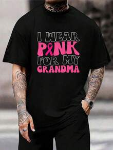 Camiseta de Abuela con Cinta Rosa - Concientización sobre el Cáncer de Mama - Regalo para Abuelas Supervivientes - Camiseta Unisex - Negro - Ver 1