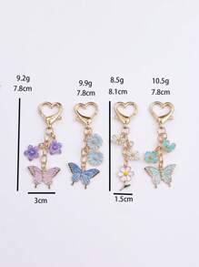 1pc Cute Flower Keychain Colorful Butterfly Key Ring Enamel Flying Animals Key Chains For Women Girls Handbag Accessorie Handmade Jewelry Car Accessories Bag Charm