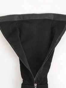 Knee High Boots Women Chunky Heel Round Toe Tall Boot For Women High Heel Side Zipper Long Boots - màu đen - Xem 6