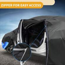 Car Cover Waterproof All Weather 210D, UV Sun Rain Protection, With Left Side Zipper - Black Blue for GMC Sierra - View 6