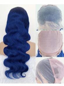 Dark Blue Lace Front Wigs Human Hair, 13x4 HD Body Wave Human Hair Lace Frontal Wigs Human Hair Pre Plucked With Baby Hair Navy Blue 180% Density 30 Inch 13X6 Bouncy Body Wig - SBlue - View 6