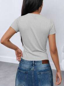 Women's Fashion T-Shirts - Elegant Summer Tees In 2-Pack And 3-Pack Options, Multiple Color Combinations For Stylish Outfits - 灰加寶藍 - 查看 2
