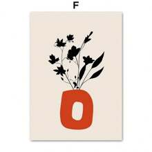 1pc Red Sun Flower Leaves Bird Geometry Wall Art Canvas Painting Abstract Living Room Decoration Posters And Prints Wall Pictures Optional Frame ﻿