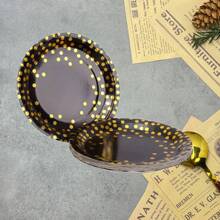 10/20/40pcs Count White And Gold Paper Plates, 7 Inch Metallic Foil Polka Dots Disposable Dessert Party Plates Cocktail Party Supplies Plates For Birthday, Bridal Shower, Easter, Graduation Party