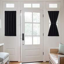 Local Warehouse- Door Curtain Panel, Grey French Door Curtains Blackout Thermal Insulated Curtain Sidelight Privacy For Window/Living Room/Doorways/Classroom (25W By 72L Inches, 1 Panel) - Black - View 9