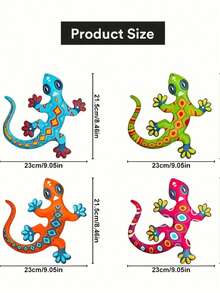 4pcs 2D Colorful Wooden Gecko Wall Decor, Outdoor Garden Patio Decoration, Suitable For Indoor Or Outdoor, Great Gift For Mom, Dad And Friends