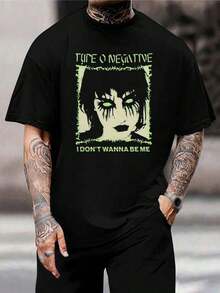 Camiseta unisex de Type O Negative 'I Don't Wanna Be Me' - Mercancía oficial de la banda, estética gótica grunge, camiseta de metal, camiseta de humor negro, tallas para jóvenes y adultos - Negro - Ver 1