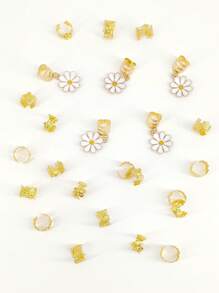 45 piezas de Pinzas para el cabello con flores de margarita de aleación, pasadores decorativos de estilo punk y hip hop Y2K, accesorios y anillos para el cabello para regalo, fiestas y uso diario