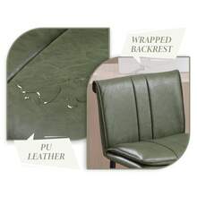 Chairus Breakfast Bar Stools Set Of 2 PU Leather Upholstered Counter Stools Armless Kitchen High Chairs - Green - View 3