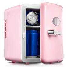 Reemix Mini Fridge With Handle, Small Fridge Rapid Cooling 4 Liter/6 Cans Skincare Fridge, Cooler And Warmer Refrigerators For Bedroom, Cosmetics, Office And Car, Pink - 美規A型插(110-127V) - 查看 7