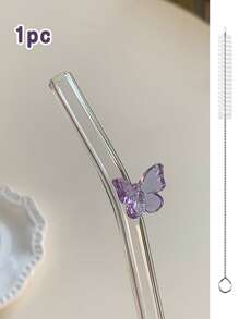 Juego de 6 Pajitas Reutilizables con Encanto de Mariposa - Juego de Bebida Encantado para Bodas/Despedidas de Soltera, Pajitas de Vidrio Caprichosas con Cepillo de Limpieza, Suministros para Fiestas, Accesorios de Cóctel para Jardín de Hadas, Perfecto para Fiesta de Soltera y Decoración de Compromiso Nupcial, Regalo para Novia