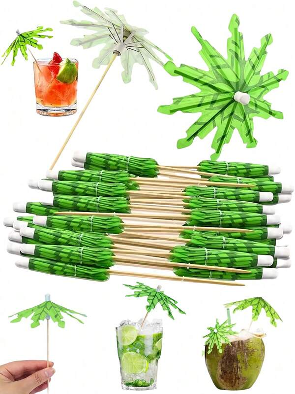 30 Stück/50 Stück Hawaii Palmen Cocktail Schirmchen Picker, tropische Trinkschirme, Obstpicker, geeignet für Sommergetränke, Cocktails, Lebensmittel, Obst, Cupcake Dekoration, geeignet für Hawaii, Geburtstage, Partys, Hochzeiten