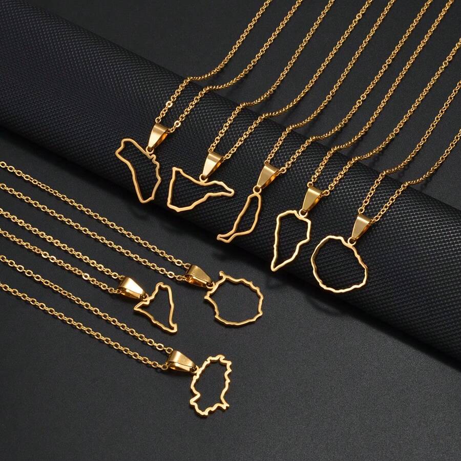 1pc Outline Spain Tenerife,La Gomera,La Palma,Gran Canaria,Fuerteventura,Catalonia,Ibiza,Minorca Map Necklaces Jewelry - Multicolor - View 1