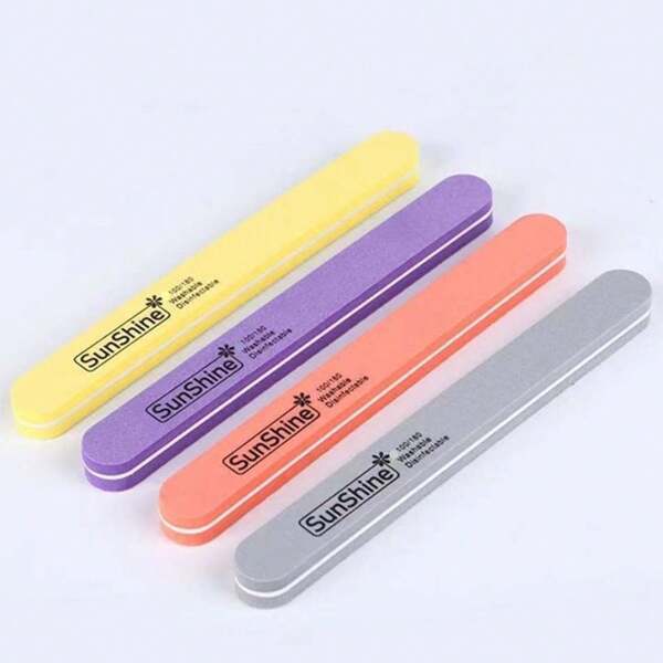Set de 10 limas de uñas en forma oblonga de 0,47 pulgadas de grosor para uñas de gel, lavables, con doble cara de lijado 100/180