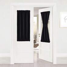Local Warehouse- Door Curtain Panel, Grey French Door Curtains Blackout Thermal Insulated Curtain Sidelight Privacy For Window/Living Room/Doorways/Classroom (25W By 72L Inches, 1 Panel) - Black - View 8