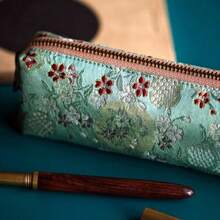 1pc Large Capacity Pencil Case,Brocade Retro Pen Bag For Students, Simple Stationery Box, Cosmetic Organizer Pouch ,Exquisite Learning Supplies For Back To School,Pencil Pouch,School Bag - Multicolor - View 2
