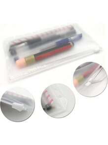 30/15/12pcs Adhesive Pocket A6 Clear Loose Leaf Odorless Waterproof 6 Hole Zipper Bags, Ticket/Cash Holder Pouch,Back To School,School Supplies