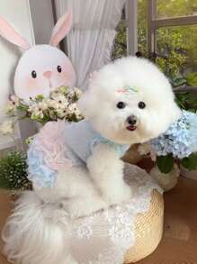1 pezzo Elegante vestito da ballerina in tulle per cani, vestito da principessa senza maniche per outfit da festa romantico, adatto per cani piccoli, gatti, fresco in primavera/estate