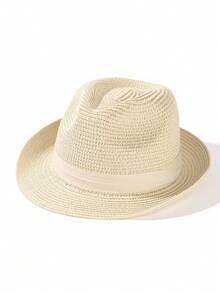 1pc Unisex Khaki Black Ribbon Jazz Hat