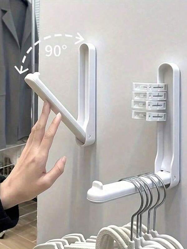 2PCS/1PC Hangers Save Space, Foldable Hanging Storage Device, Hanger Hook Organizer And Hanger Storage Rack That Can Accommodate Velvet/Wood/Plastic Hangers, Multi-Functional Non-Porous Storage Rack