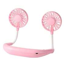 Ventilador de verano portátil, ventilador refrigerado, ventilador de cuello con manos libres, ventilador colgante recargable por USB de 1200 mAh, mini ventilador deportivo con 3 velocidades ajustables, ventilador doble para el hogar y la oficina
