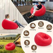 Inflatable Bean Bag Chairs Adult Blow Up Chairs Lazy Sofa Folding Portable Inflatable Chair Movie Outdoor Room Bedroom Reading Camping(Purple) - 紅色 - 查看 3