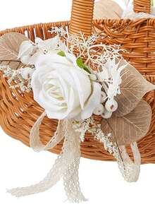 1PC White Rose Wedding Aisle Decorations Pink Pew Flowers Wedding Ceremony Party Chair Decor With Artificial Flowers Eucalyptus And Ribbons - Nhiều màu - Xem 14