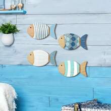 1Pc/4Pcs Cute Wooden Tropical Fish Wall Decor,Mini Beach Nautical Coastal Theme Fish Wall Art Wood Fish Wall Art Lake House Ocean Decor Vintage Ornaments For Home Bathroom Bedroom(DIY Paste) Room Decor Bedroom Decor Home Decor
